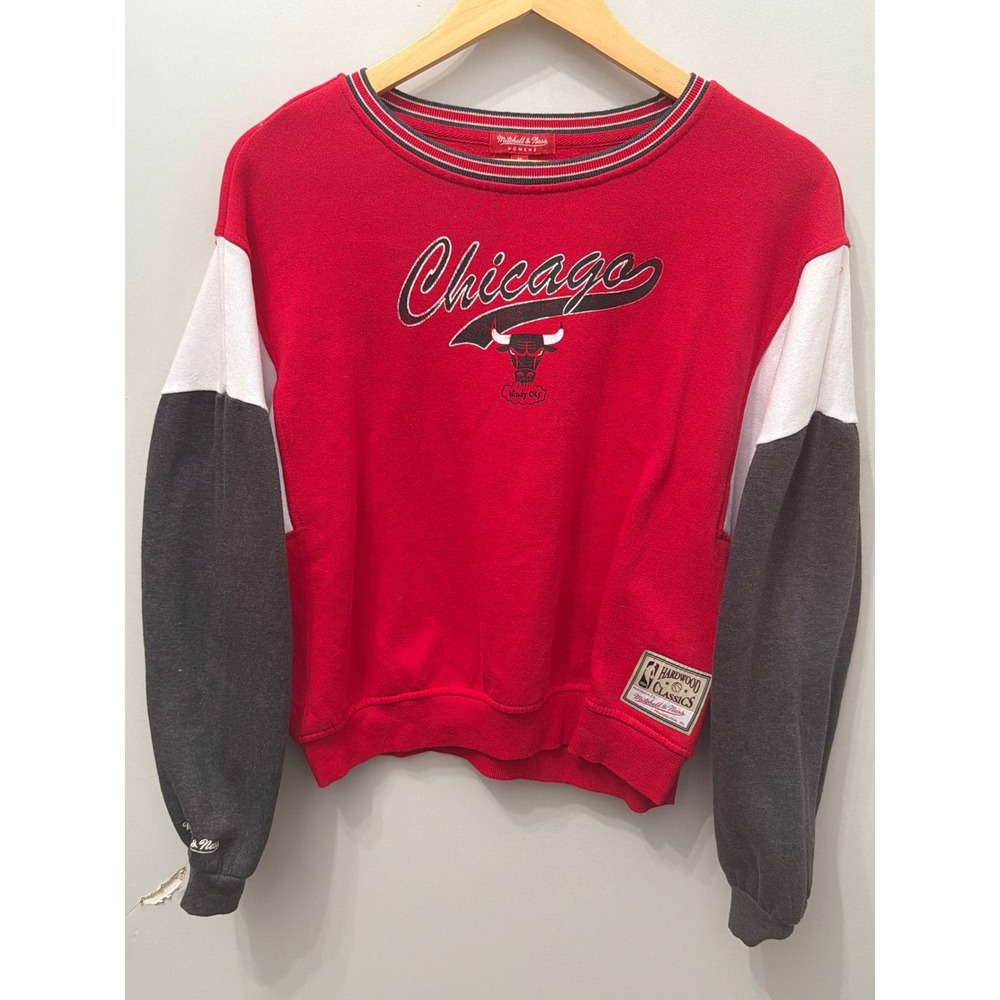 Mitchell & Ness Chicago Bulls Hardwood Classics Colorblock Crewneck Sweatshirt